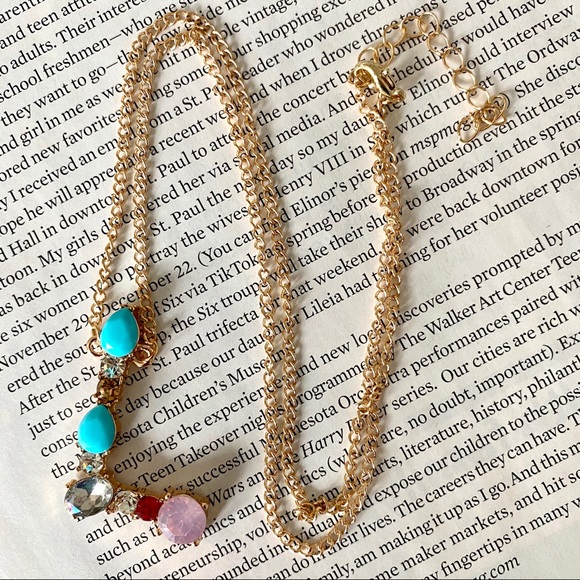 Gold Initial Letter Necklace Crystal Rainbow L - Picture 3 of 3